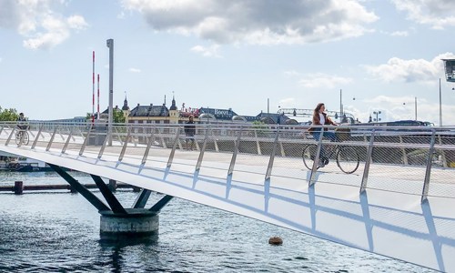Beautiful bicycle bridge connects historic Copenhagen